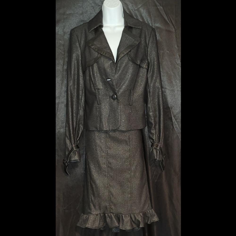 Bebe black shiny skirt suit